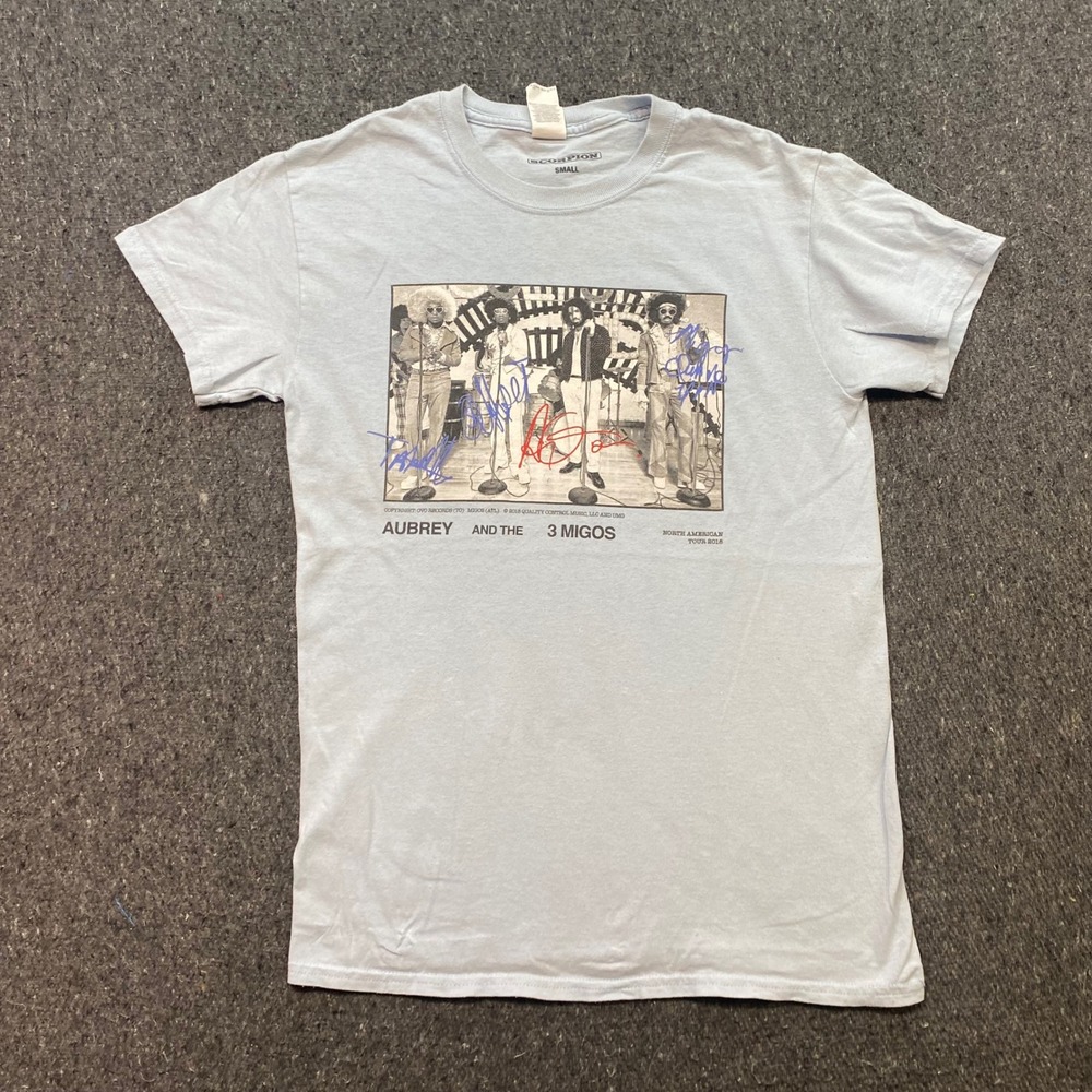 Drake Aubrey and the 3 Migos Tour TShirt Sz S Mens Blue Streetwear Graphic 2018